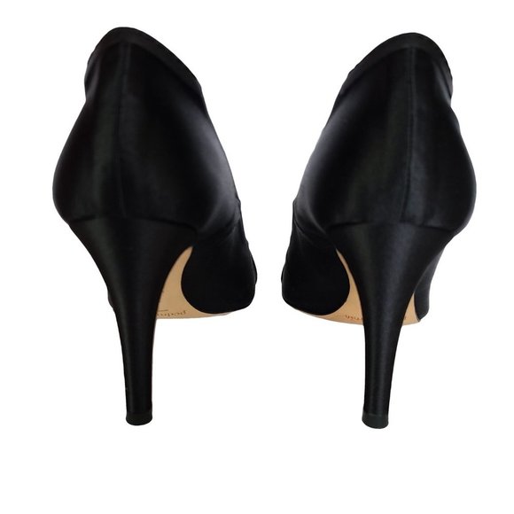 PEDRO GARCIA Black Satin Peep Toe Heels 38.5 - Picture 6 of 9